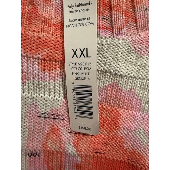 Nic+Zoe Mindfully Made Pink Multi Floral Print Knit Sweater XXL Ribbed - Picture 4 of 5